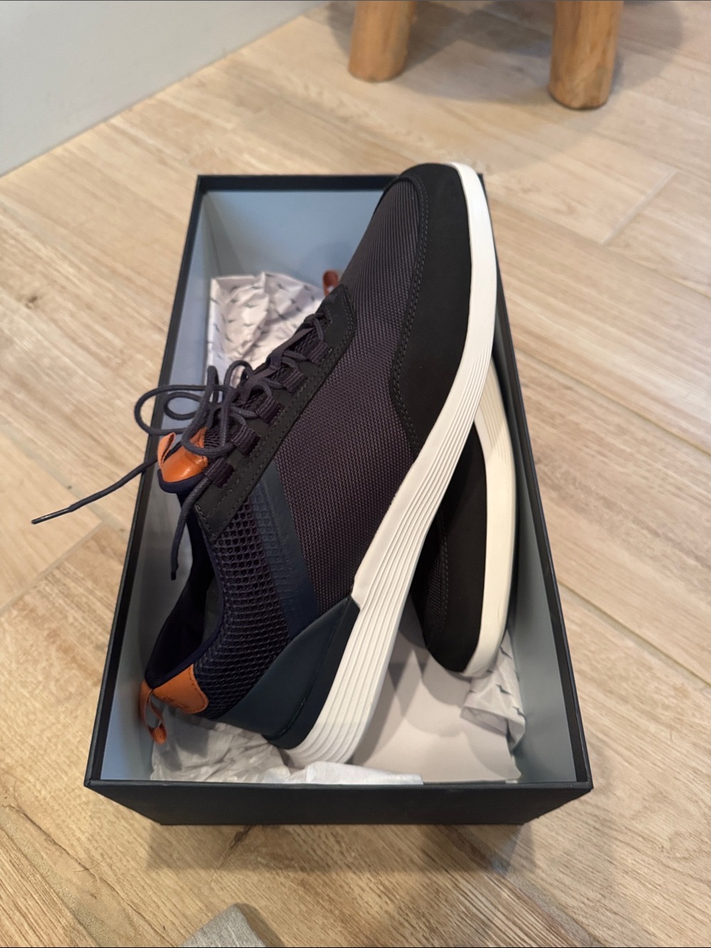 Men's Casual Athletic Sneakers in Navy Blue and Brown